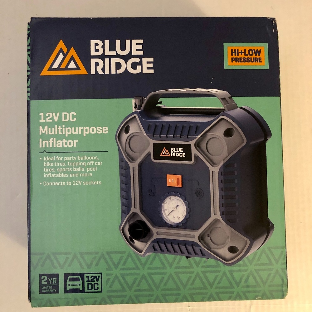 NIB Blue Ridge Tools 12V DC Multi Purpose Inflator, Hi + Lo Pressure for Cars